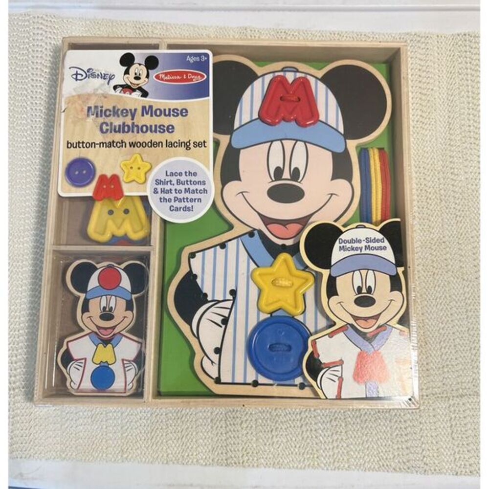 Mickey Mouse Clubhouse Button Match Wooden Lacing Set #5794 NIB‎ Educational Toy